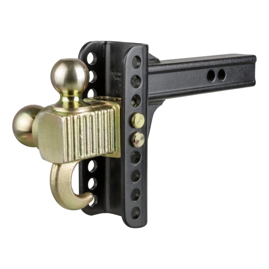 CURT adjustable ball mount with dual ball sizes and hook step for versatile towing