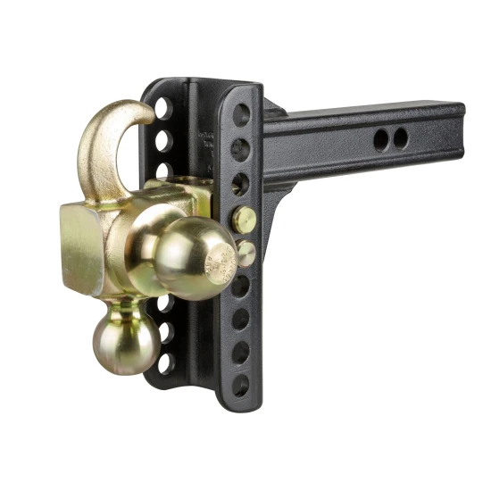 CURT adjustable ball mount with dual ball sizes and hook step for versatile towing