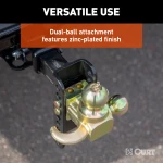 CURT adjustable ball mount with dual ball sizes and hook step for versatile towing