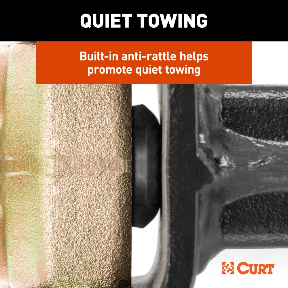 CURT adjustable ball mount with dual ball sizes and hook step for versatile towing
