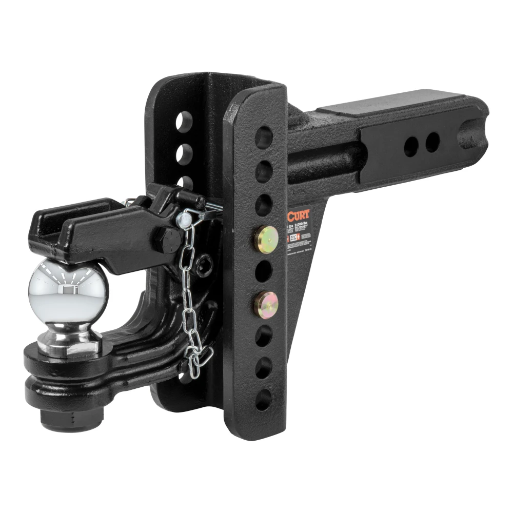 CURT adjustable ball mount with dual-pin system and 2-5/16 inch ball