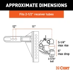 CURT adjustable ball mount with dual-pin system and 2-5/16 inch ball