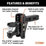 CURT adjustable ball mount with dual-pin system and 2-5/16 inch ball