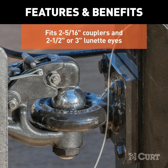 CURT adjustable ball mount with dual-pin system and 2-5/16 inch ball