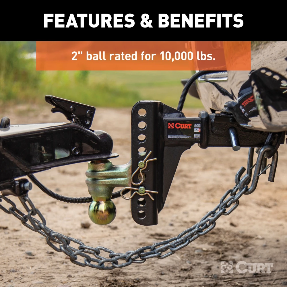 Dual ball replacement for CURT adjustable channel mounts, two sizes available