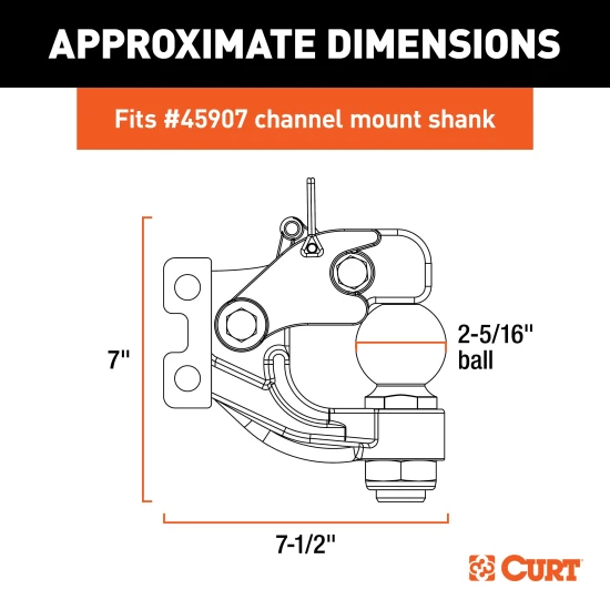 CURT replacement ball and pintle combination head with adjustable channel mount