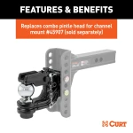 CURT replacement ball and pintle combination head with adjustable channel mount