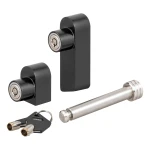 Rebellion XD lock set securing hitch with stainless steel and aluminum locks.