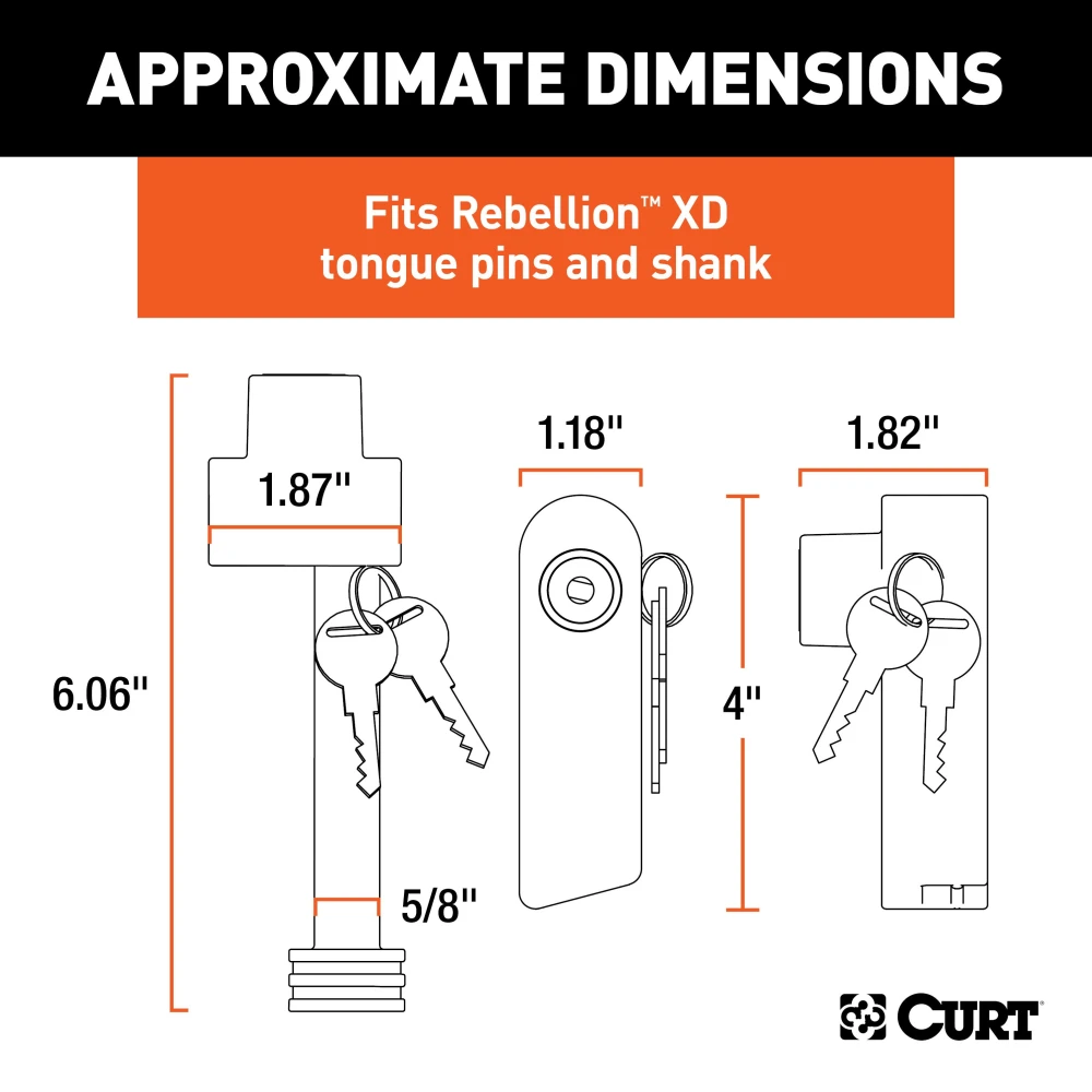 Rebellion XD lock set securing hitch with stainless steel and aluminum locks.