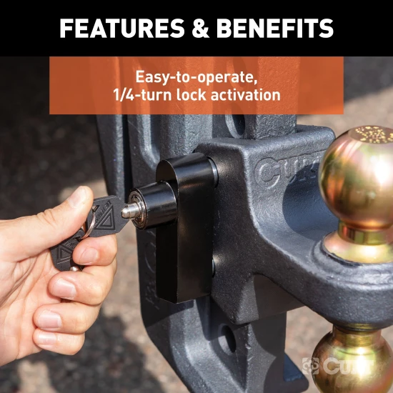 Rebellion XD lock set securing hitch with stainless steel and aluminum locks.