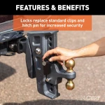 Rebellion XD lock set securing hitch with stainless steel and aluminum locks.