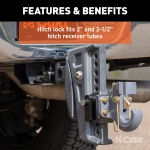 Rebellion XD lock set securing hitch with stainless steel and aluminum locks.
