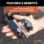 Rebellion XD lock set securing hitch with stainless steel and aluminum locks.