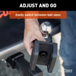CURT dual ball attachment with 2" and 2-5/16" balls, suitable for up to 15,000 lbs towing