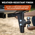 CURT dual ball attachment with 2" and 2-5/16" balls, suitable for up to 15,000 lbs towing