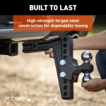 CURT adjustable trailer hitch with dual ball mount for level towing