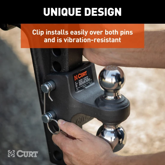 CURT adjustable trailer hitch with dual ball mount for level towing