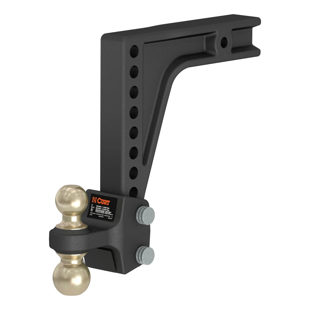 CURT adjustable trailer hitch with dual ball mount for safe towing