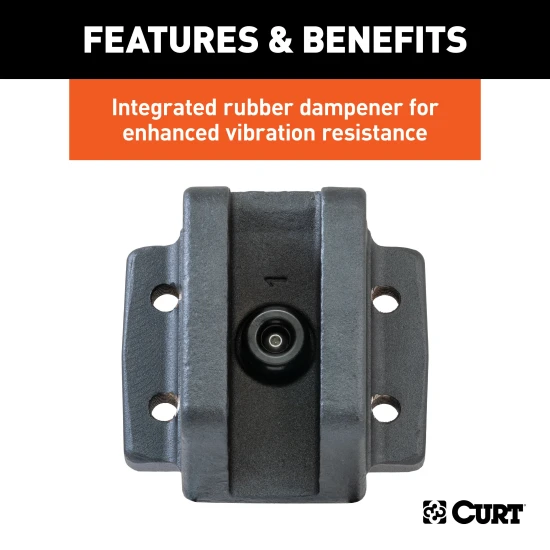 CURT Rebellion XD pintle mount with integrated rubber dampener for vibration resistance and enhanced towing control