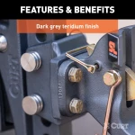 CURT Rebellion XD pintle mount with integrated rubber dampener for vibration resistance and enhanced towing control