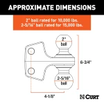 Dual ball replacement for Rebellion XD mount, 2" and 2-5/16" balls, towing accessory
