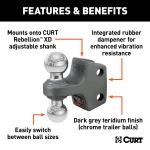 Dual ball replacement for Rebellion XD mount, 2" and 2-5/16" balls, towing accessory