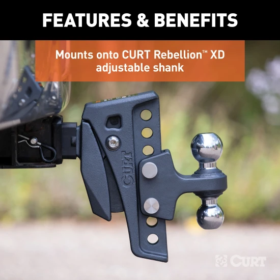 Dual ball replacement for Rebellion XD mount, 2" and 2-5/16" balls, towing accessory