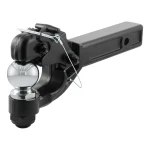 CURT combination ball and pintle hitch with black powder coat and chrome finish.