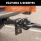 CURT pintle hitch featuring a secure latch and durable black powder coat finish for heavy-duty towing.