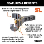 CURT SecureLatch pintle hook featuring innovative auto-lock technology for trailers.