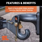 CURT SecureLatch pintle hook featuring innovative auto-lock technology for trailers.
