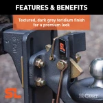 SecureLatch pintle hitch with auto-locking mechanism and cupped design for trailers