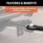 CURT pintle hitch with 3-inch lunette ring and 22,000 lbs GTW capacity