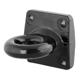 CURT Pintle Hitch with 2-1/2 Inch Lunette Ring and Powder Coating CURT pintle hitch featuring a 2-1/2 inch lunette ring with black powder coat finish for robust towing