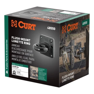 CURT Pintle Hitch with 2-1/2 Inch Lunette Ring and Powder Coating CURT pintle hitch featuring a 2-1/2 inch lunette ring with black powder coat finish for robust towing