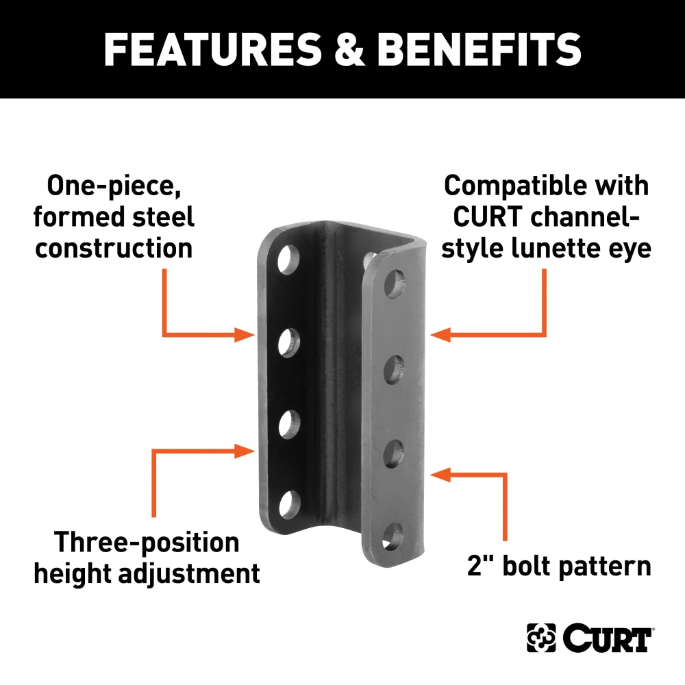 CURT pintle hitch adjustable coupler for towing with 12,000 lbs capacity and height adjustment