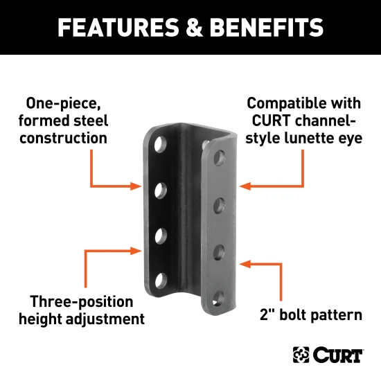 CURT pintle hitch adjustable coupler for towing with 12,000 lbs capacity and height adjustment