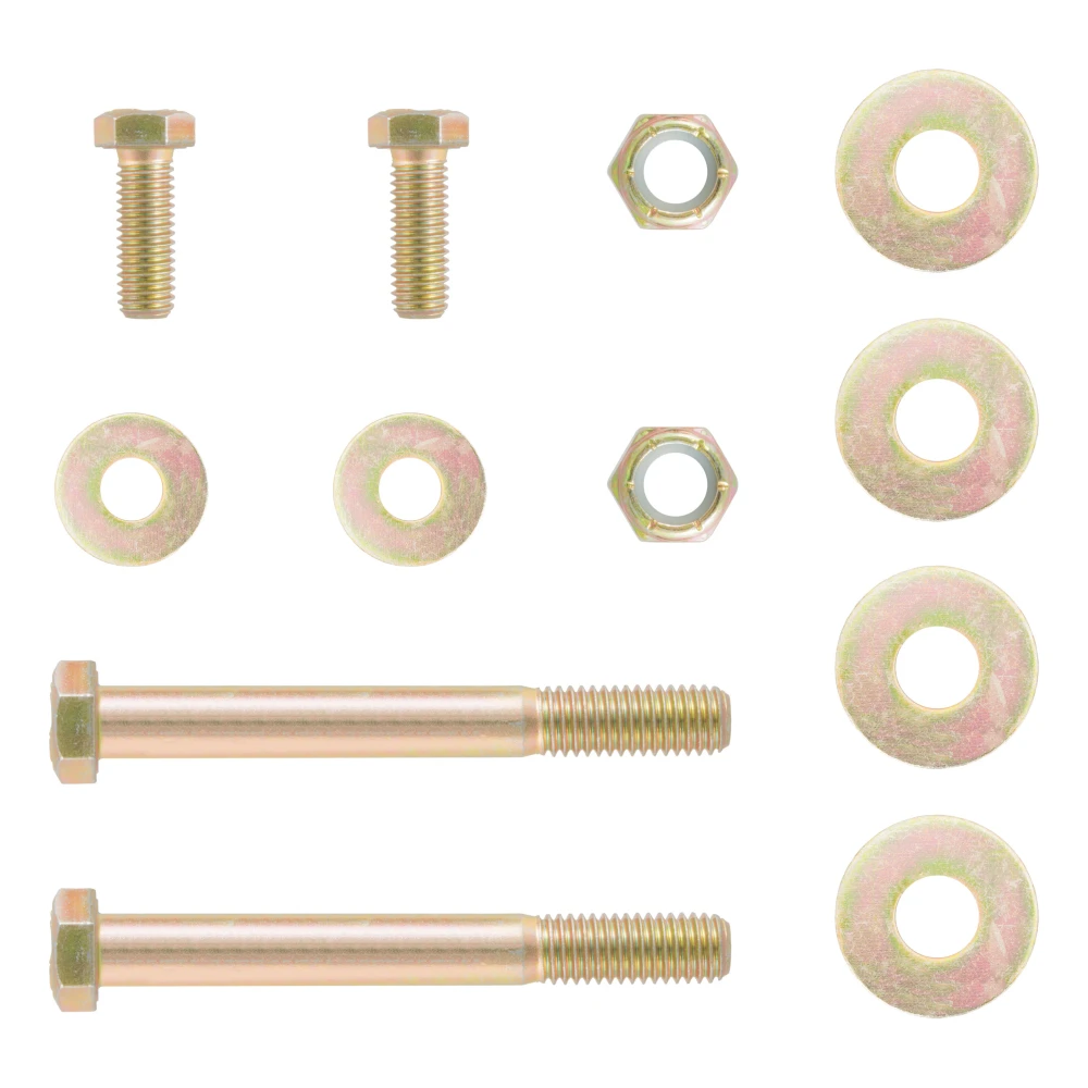 CURT pintle hitch bolt kit with hex bolts, nylock nuts, and washers for lunette eyes