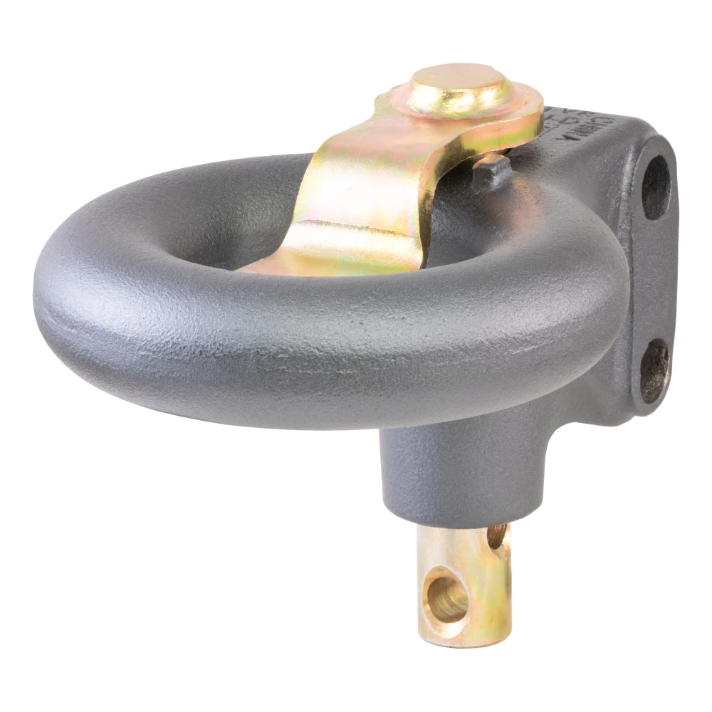 CURT SecureLatch lunette ring with locking pin, adjustable height and durable coating for trailers up to 25,000 lbs.