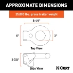 CURT SecureLatch lunette ring with locking pin, adjustable height and durable coating for trailers up to 25,000 lbs.