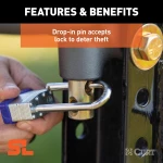 CURT SecureLatch lunette ring with locking pin, adjustable height and durable coating for trailers up to 25,000 lbs.