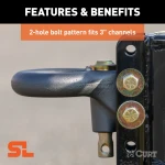 CURT SecureLatch lunette ring with locking pin, adjustable height and durable coating for trailers up to 25,000 lbs.