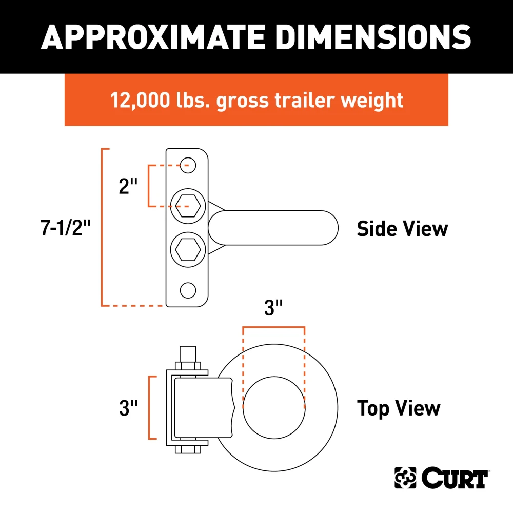 CURT pintle hitch with lunette eye kit featuring adjustable height and forged steel construction