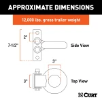CURT pintle hitch with lunette eye kit featuring adjustable height and forged steel construction