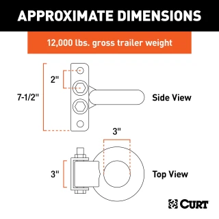 CURT pintle hitch with lunette eye kit featuring adjustable height and forged steel construction