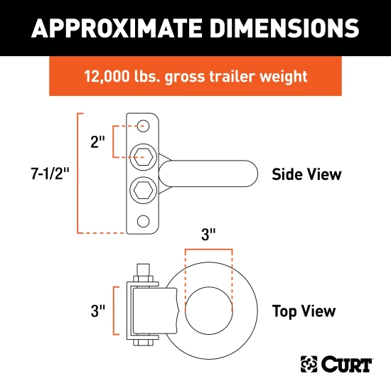 CURT pintle hitch with lunette eye kit featuring adjustable height and forged steel construction