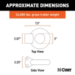 CURT Lunette Eye with Adjustable Mount for Pintle Hooks CURT lunette eye 3-inch diameter, forged steel, 24,000 lbs capacity, adjustable mount for pintle hook.