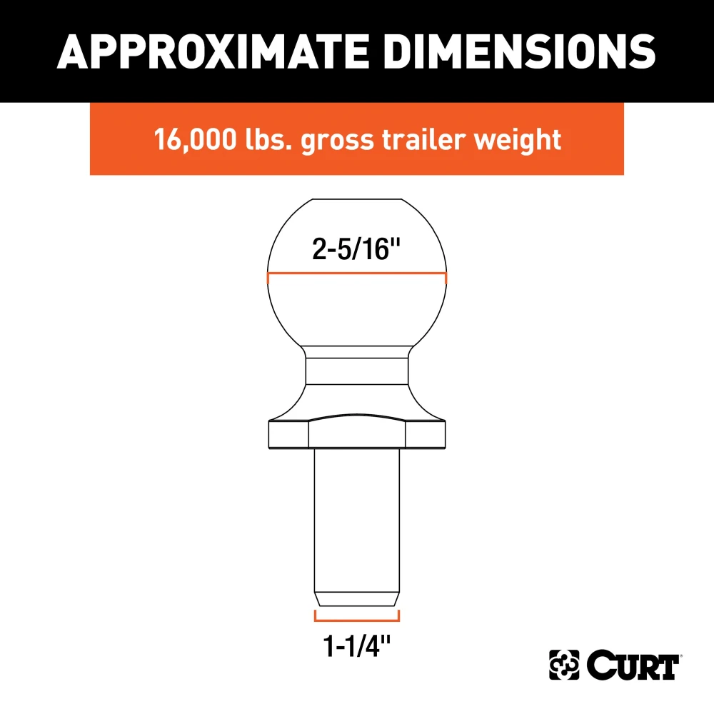 CURT pintle and ball hitch with drop forged steel construction and hard chrome finish, 16,000 lbs capacity