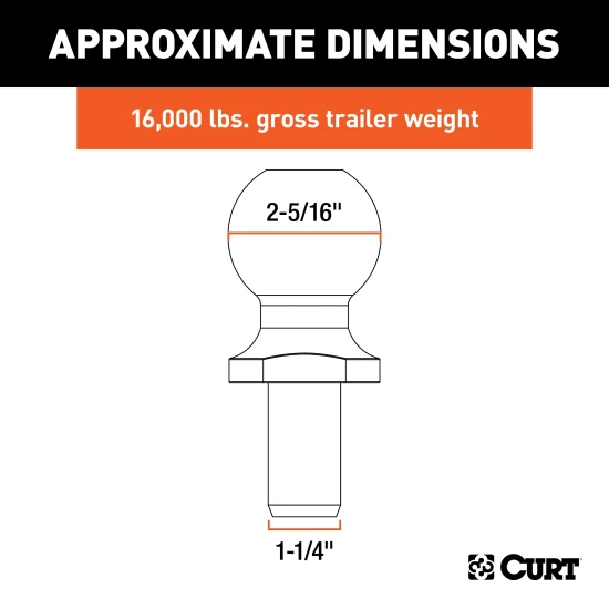 CURT pintle and ball hitch with drop forged steel construction and hard chrome finish, 16,000 lbs capacity