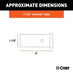 CURT raw steel receiver tubing with a 1-1/4 inch opening featuring a 1/2 inch reinforcing collar and ready-to-weld finish.
